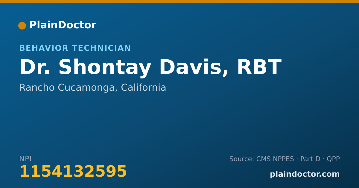 Shareable card for Shontay Davis, RBT - Behavior Technician, Rancho Cucamonga, CA