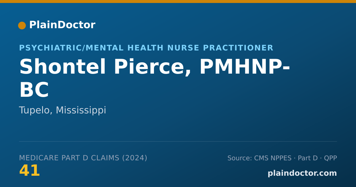 Shareable card for Shontel Pierce, PMHNP- BC - Medical-Surgical Registered Nurse, Tupelo, MS