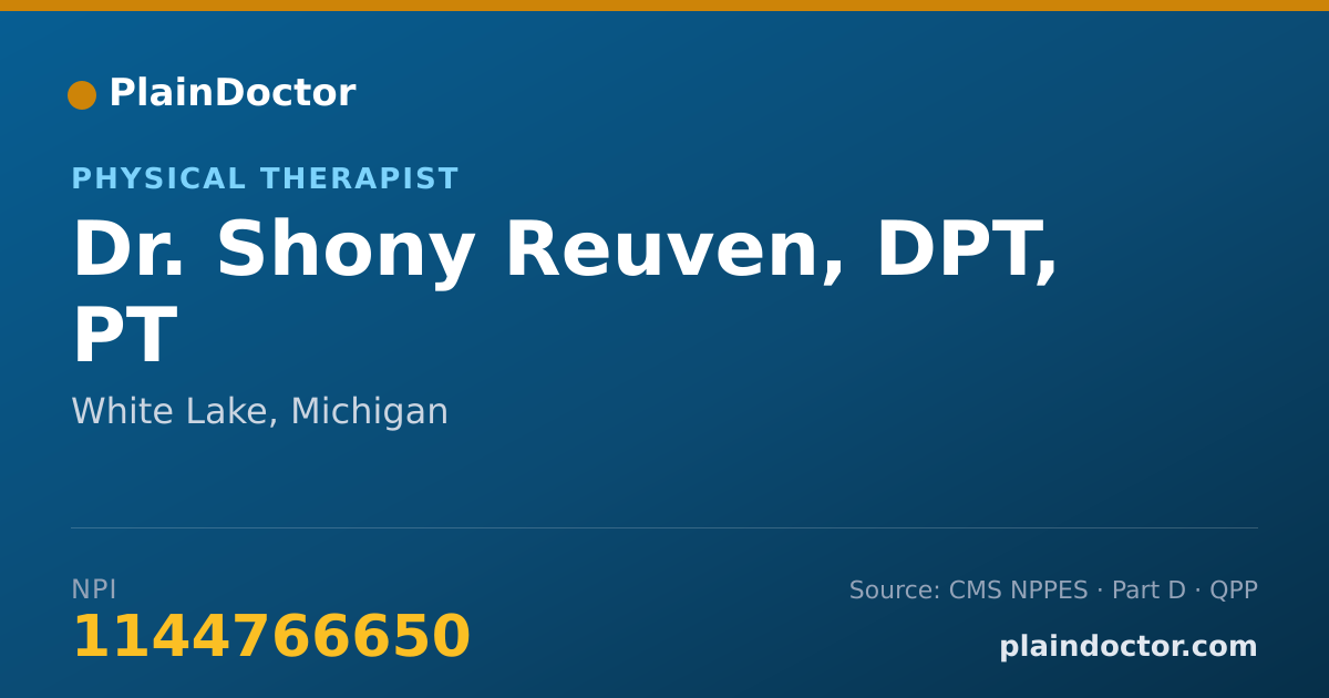 Shareable card for Shony Reuven, DPT, PT - Physical Therapist, White Lake, MI