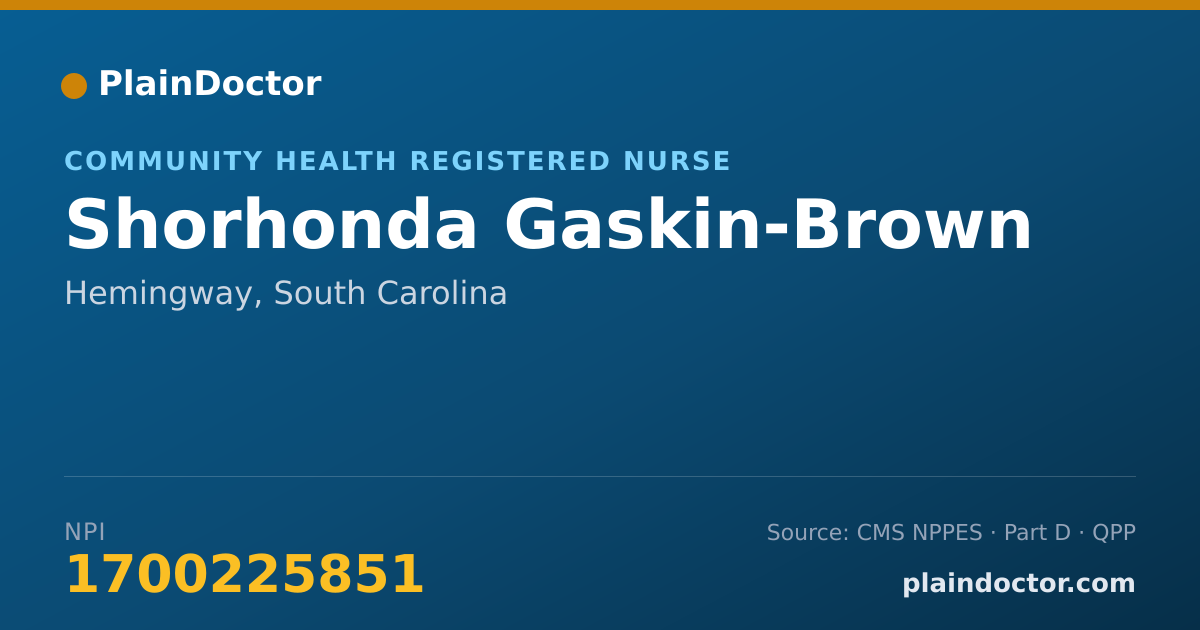 Shareable card for Shorhonda Gaskin-Brown - Community Health Registered Nurse, Hemingway, SC