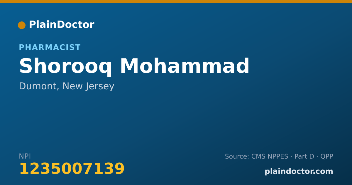 Shareable card for Shorooq Mohammad - Pharmacist, Dumont, NJ