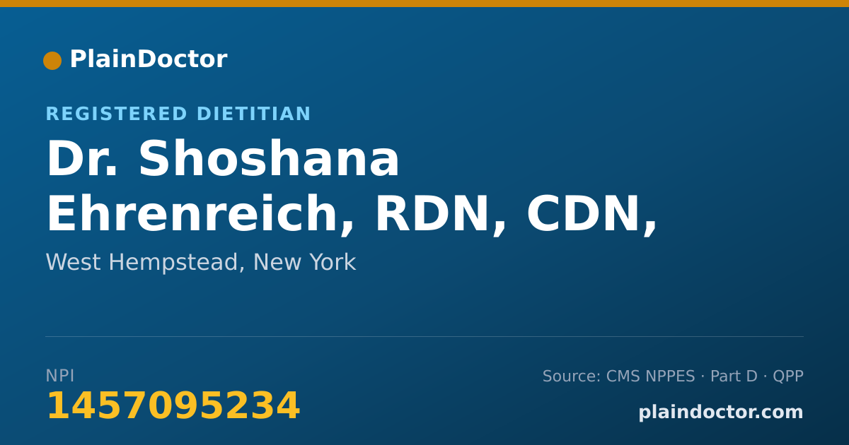 Shareable card for Shoshana Ehrenreich, RDN, CDN, CLCL - Registered Dietitian, West Hempstead, NY