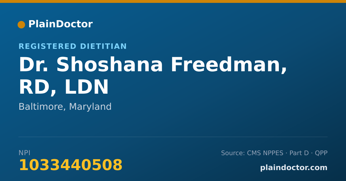 Shareable card for Shoshana Freedman, RD, LDN - Registered Dietitian, Baltimore, MD