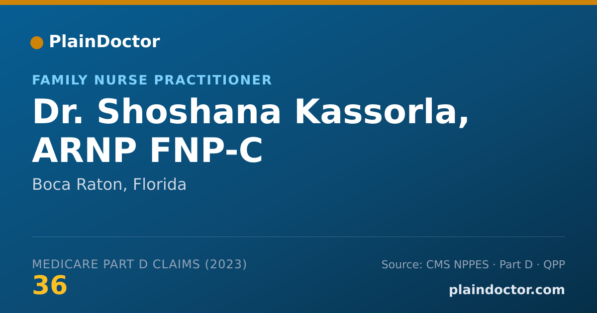 Shareable card for Shoshana Kassorla, ARNP FNP-C - Family Nurse Practitioner, Boca Raton, FL