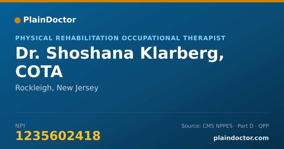 Shareable card for Shoshana Klarberg, COTA - Physical Rehabilitation Occupational Therapist, Rockleigh, NJ
