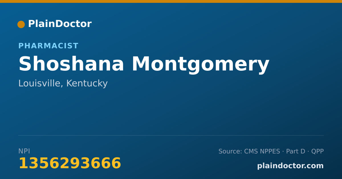 Shareable card for Shoshana Montgomery - Pharmacist, Louisville, KY