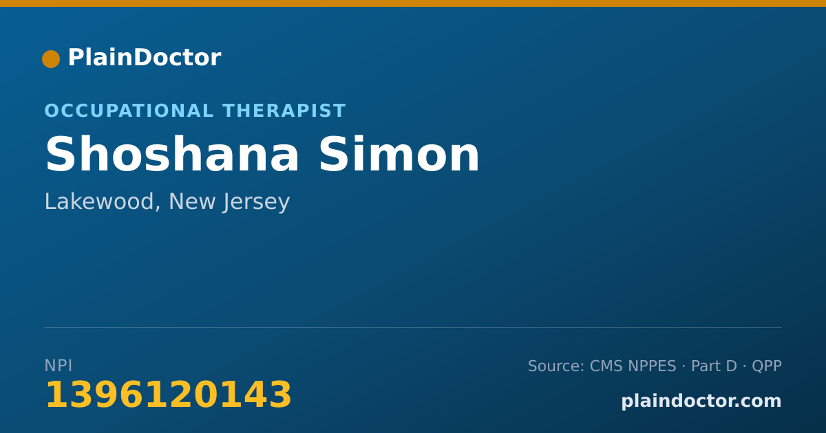 Shareable card for Shoshana Simon - Occupational Therapist, Lakewood, NJ