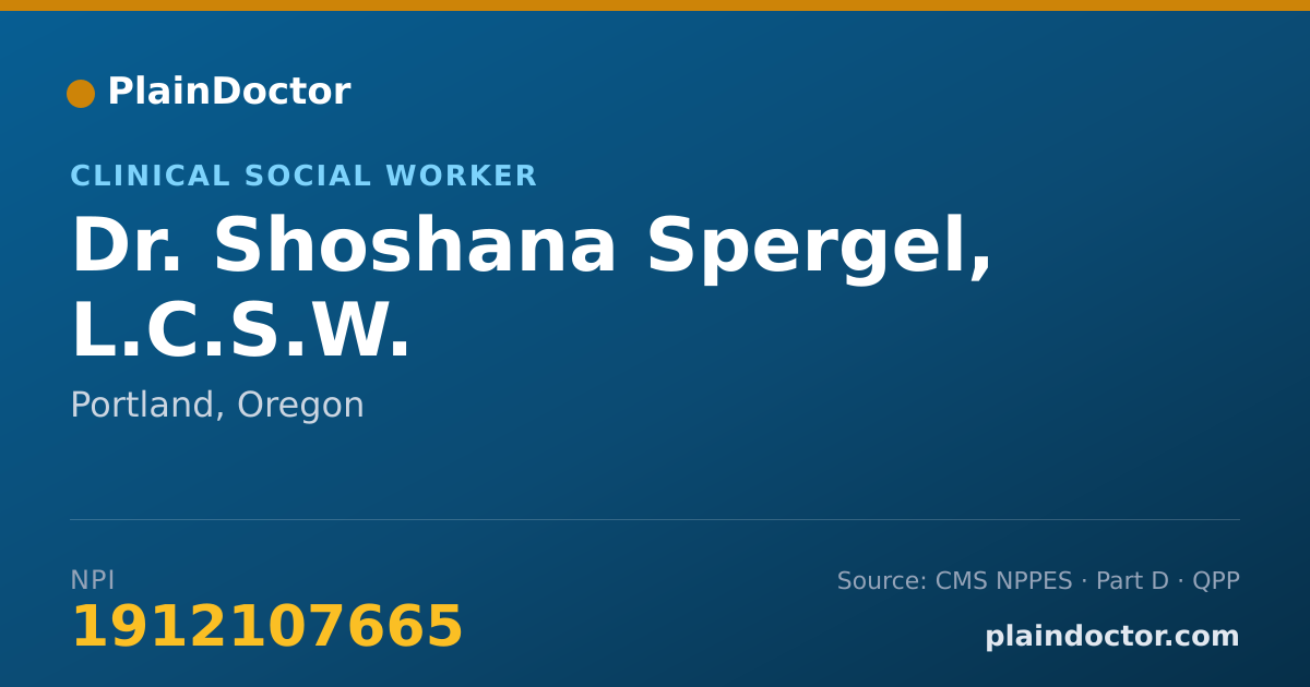 Shareable card for Shoshana Spergel, L.C.S.W. - Clinical Social Worker, Portland, OR