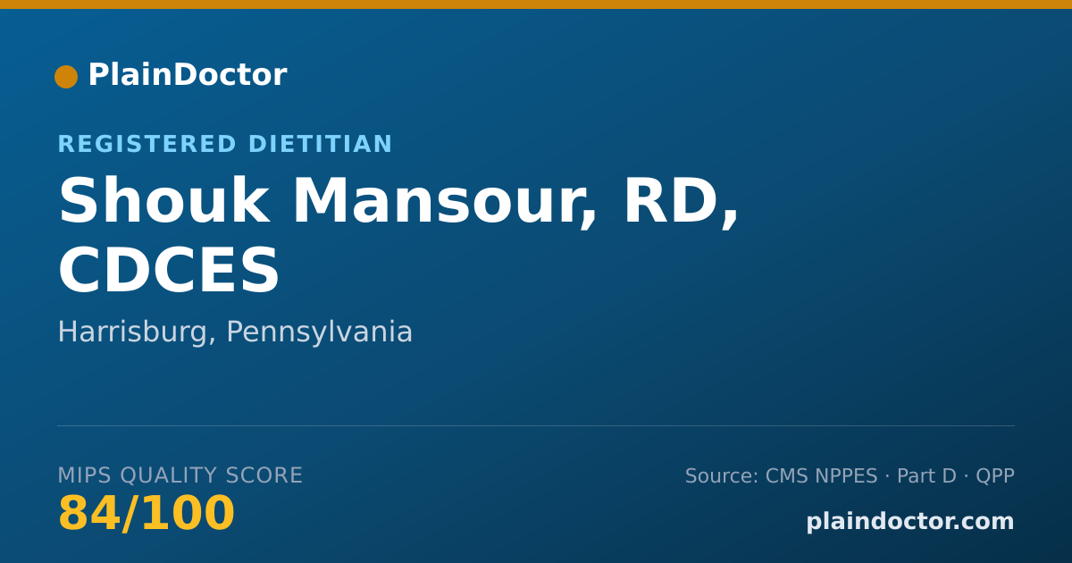 Shareable card for Shouk Mansour, RD, CDCES - Registered Dietitian, Harrisburg, PA