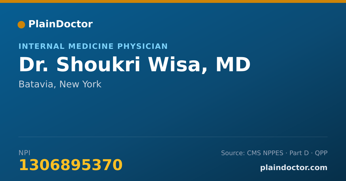 Shareable card for Shoukri Wisa, MD - Internal Medicine Physician, Batavia, NY