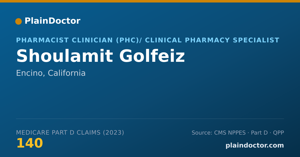Shareable card for Shoulamit Golfeiz - Pharmacist Clinician (PhC)/ Clinical Pharmacy Specialist, Encino, CA