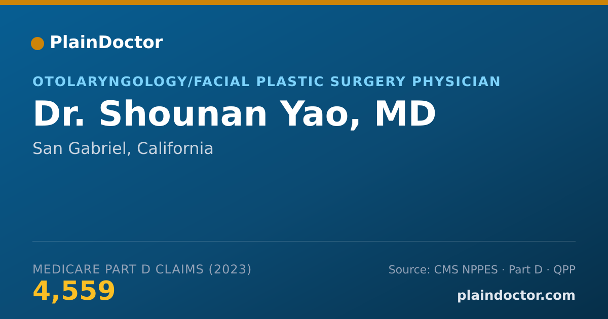 Shareable card for Shounan Yao, MD - Otolaryngology/Facial Plastic Surgery Physician, San Gabriel, CA