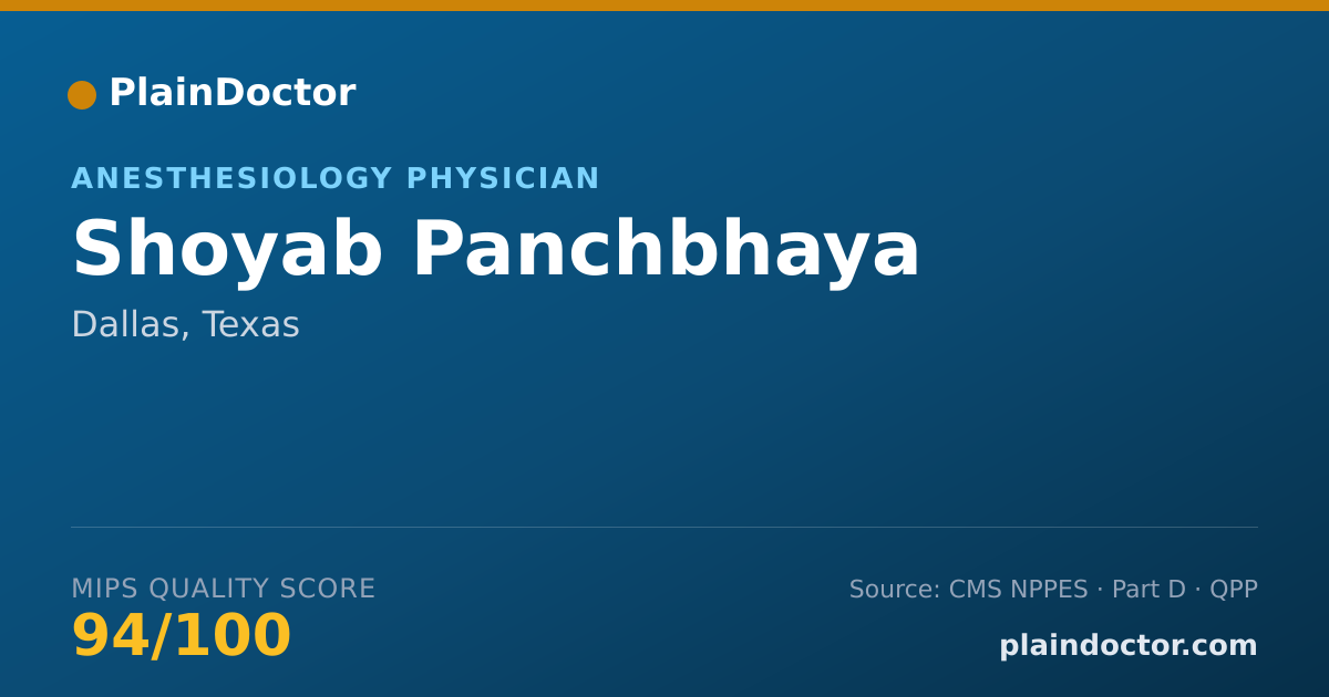 Shareable card for Shoyab Panchbhaya - Anesthesiology Physician, Dallas, TX