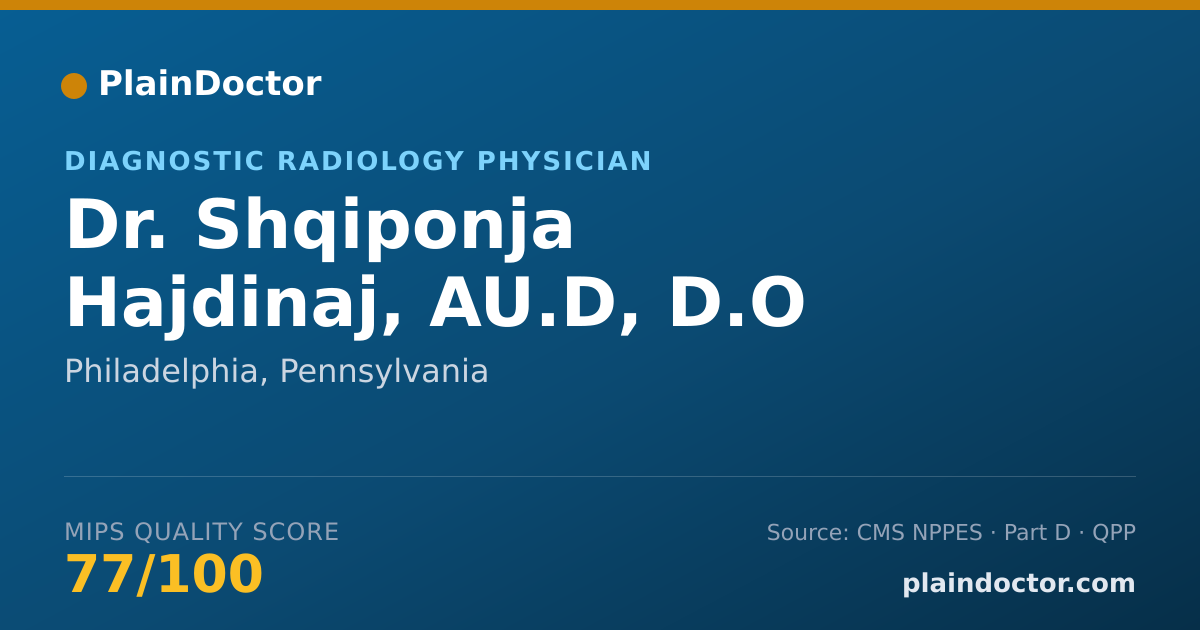 Shareable card for Shqiponja Hajdinaj, AU.D, D.O - Diagnostic Radiology Physician, Philadelphia, PA