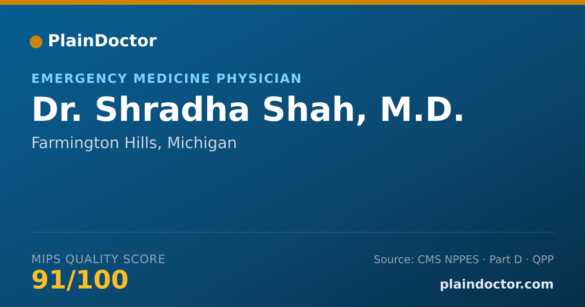 Shareable card for Shradha Shah, M.D. - Emergency Medicine Physician, Farmington Hills, MI