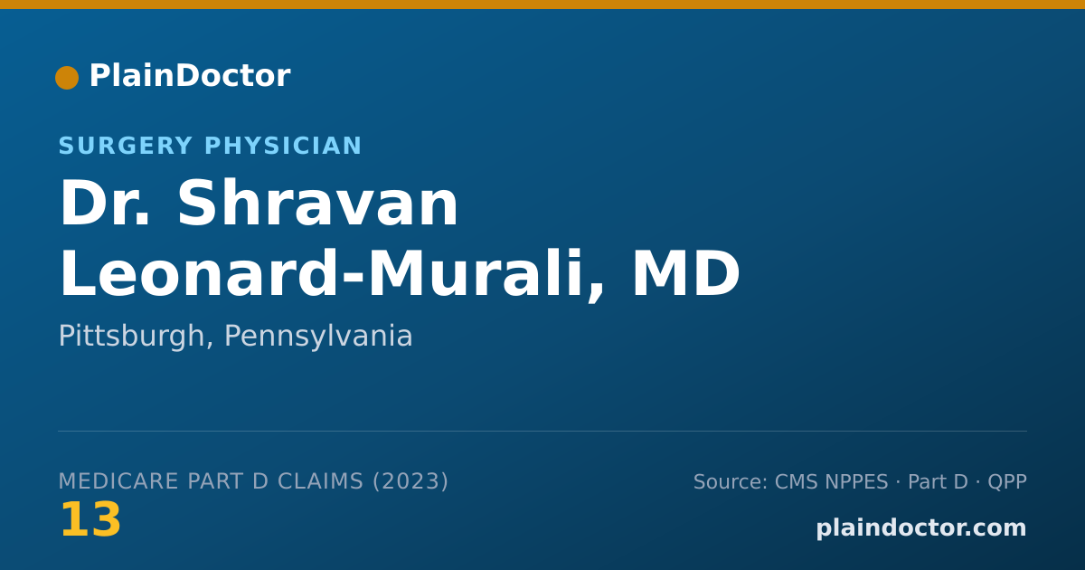 Shareable card for Shravan Leonard-Murali, MD - Surgery Physician, Pittsburgh, PA