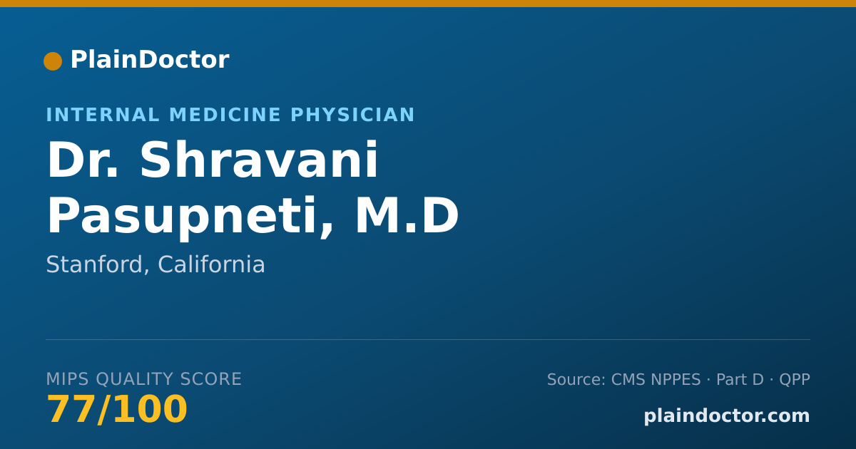 Shareable card for Shravani Pasupneti, M.D - Internal Medicine Physician, Stanford, CA