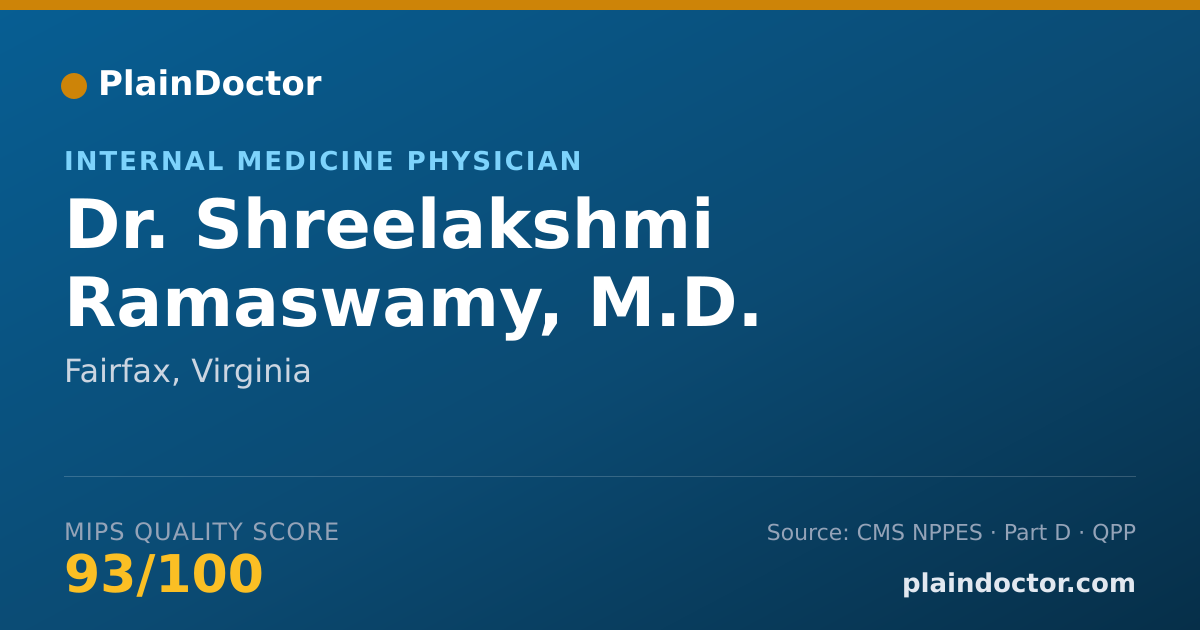 Shareable card for Shreelakshmi Ramaswamy, M.D. - Internal Medicine Physician, Fairfax, VA