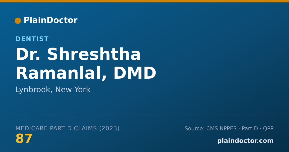 Shareable card for Shreshtha Ramanlal, DMD - Dentist, Lynbrook, NY