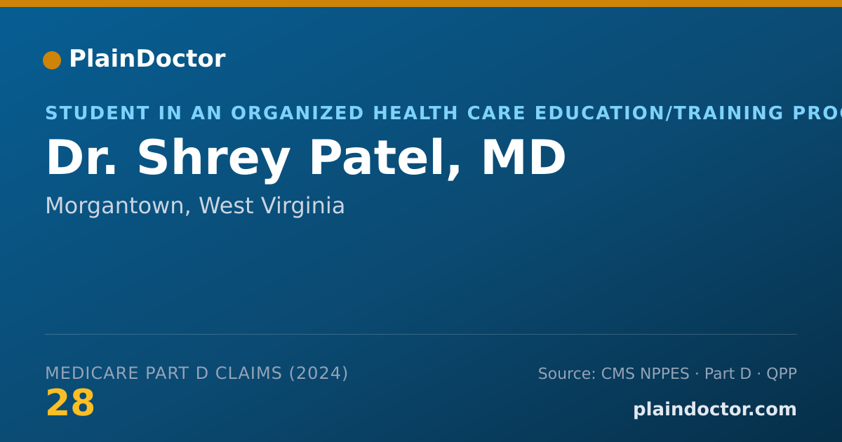 Shareable card for Shrey Patel, MD - Student in an Organized Health Care Education/Training Program, Morgantown, WV