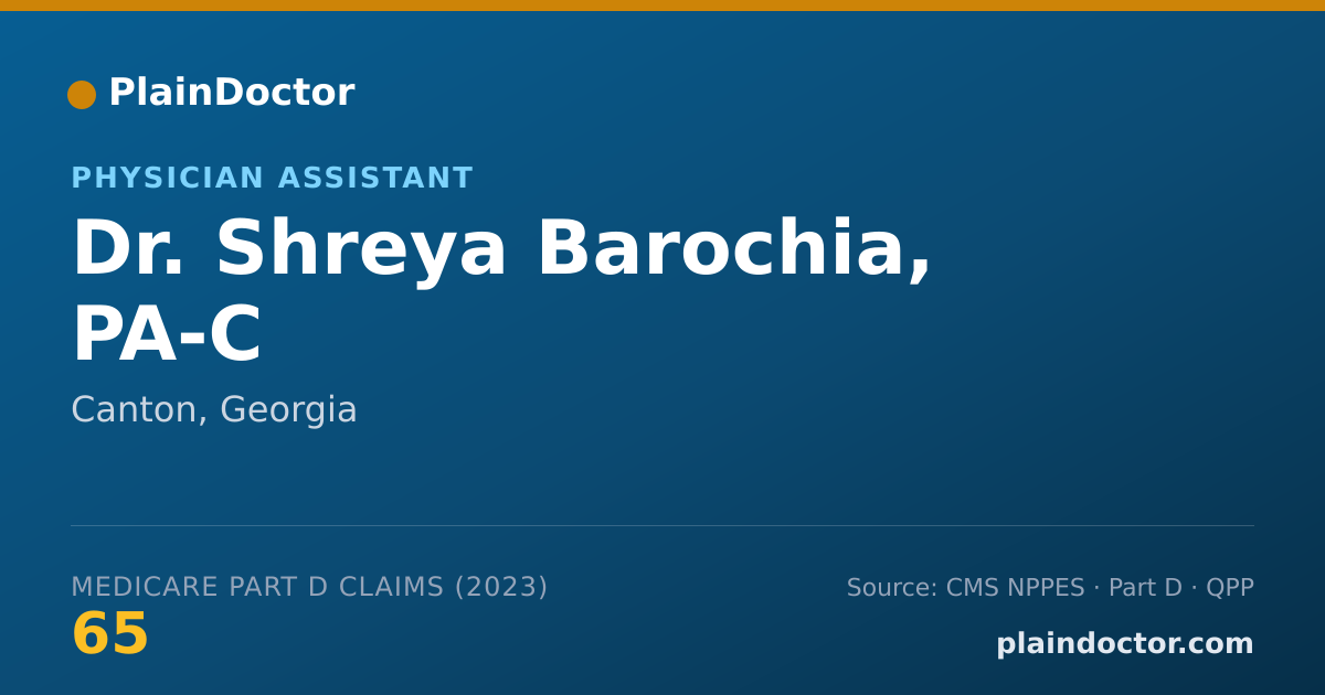 Shareable card for Shreya Barochia, PA-C - Physician Assistant, Canton, GA
