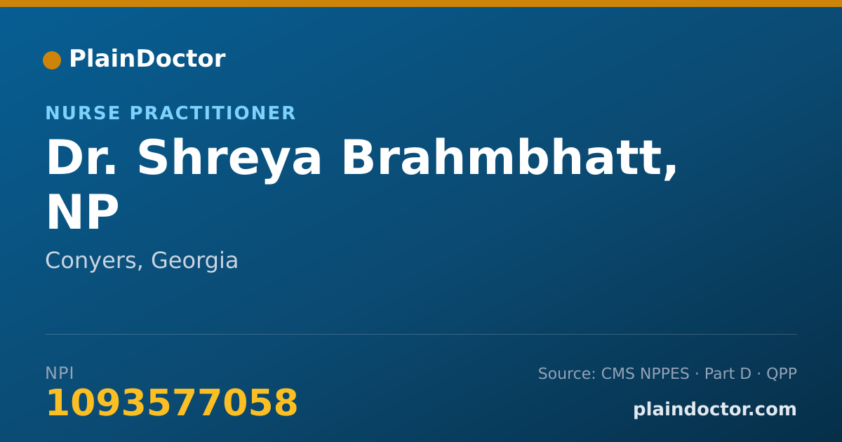 Shareable card for Shreya Brahmbhatt, NP - Nurse Practitioner, Conyers, GA