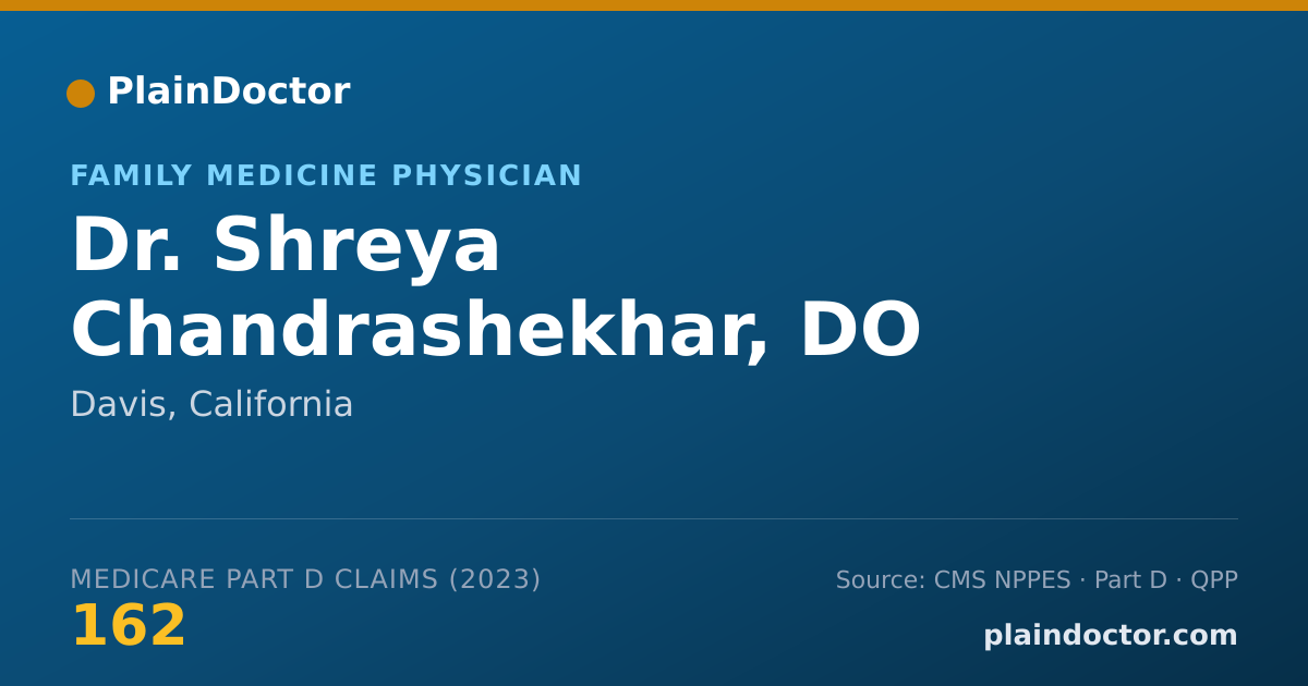 Shareable card for Shreya Chandrashekhar, DO - Family Medicine Physician, Davis, CA