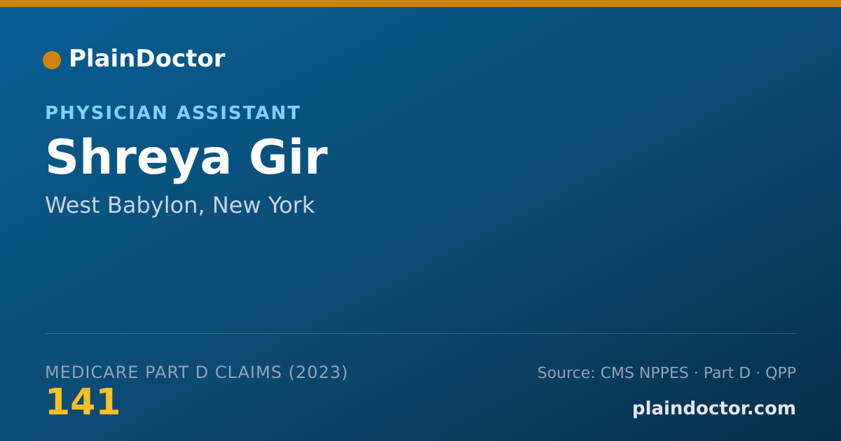 Shareable card for Shreya Gir - Physician Assistant, West Babylon, NY