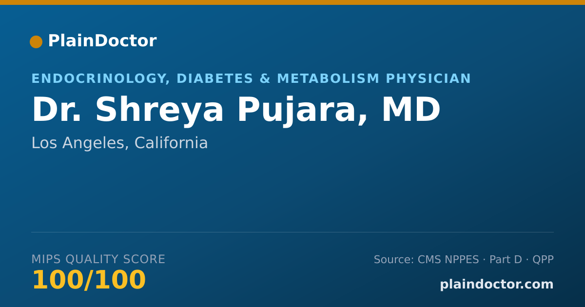 Shareable card for Shreya Pujara, MD - Endocrinology, Diabetes & Metabolism Physician, Los Angeles, CA