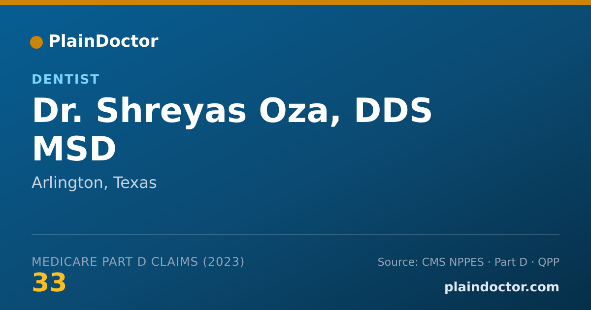 Shareable card for Shreyas Oza, DDS MSD - Dentist, Arlington, TX
