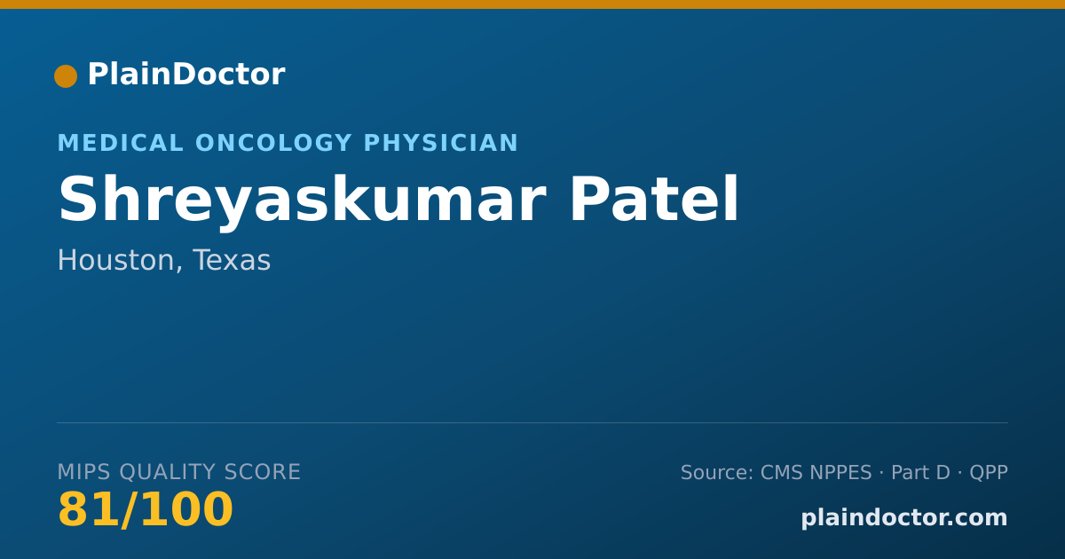 Shareable card for Shreyaskumar Patel - Medical Oncology Physician, Houston, TX