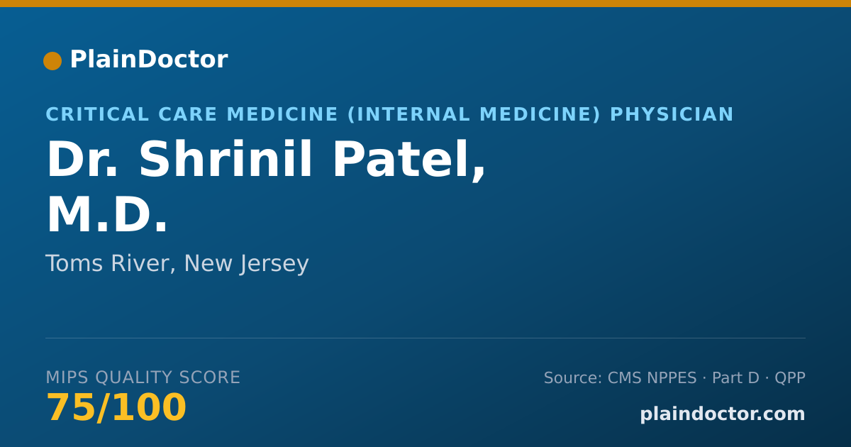 Shareable card for Shrinil Patel, M.D. - Critical Care Medicine (Internal Medicine) Physician, Toms River, NJ