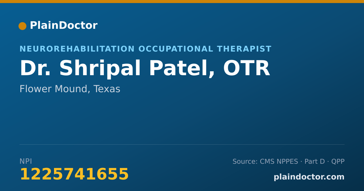 Shareable card for Shripal Patel, OTR - Neurorehabilitation Occupational Therapist, Flower Mound, TX