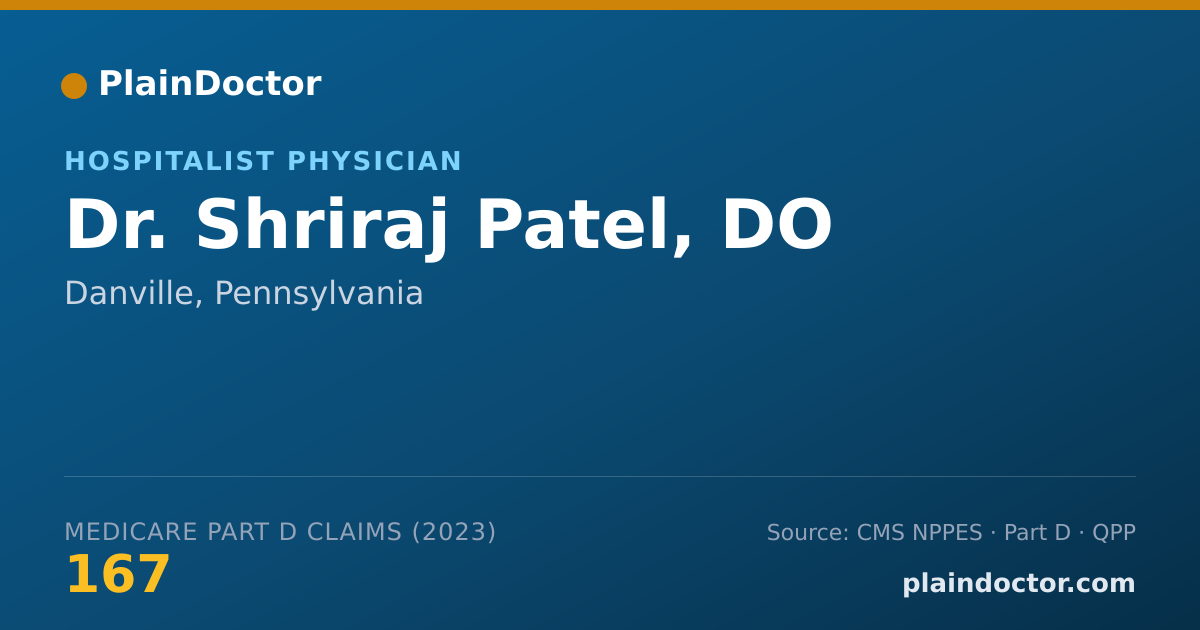 Shareable card for Shriraj Patel, DO - Hospitalist Physician, Danville, PA