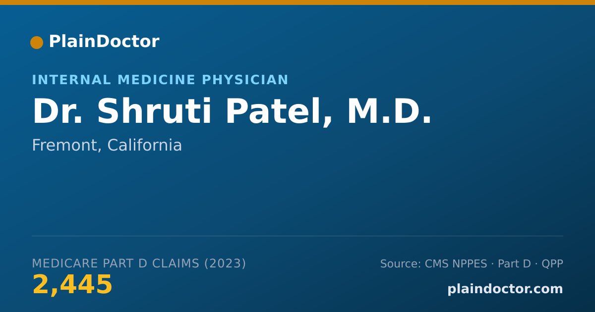 Shareable card for Shruti Patel, M.D. - Internal Medicine Physician, Fremont, CA