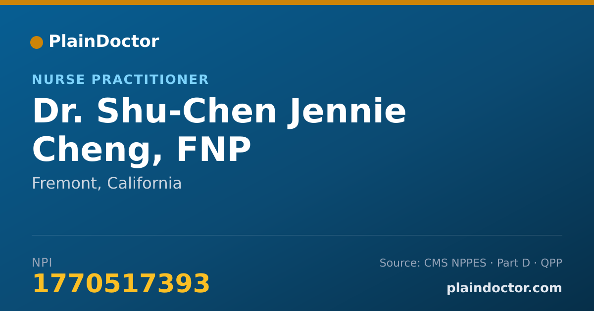 Shareable card for Shu-Chen Jennie Cheng, FNP - Nurse Practitioner, Fremont, CA