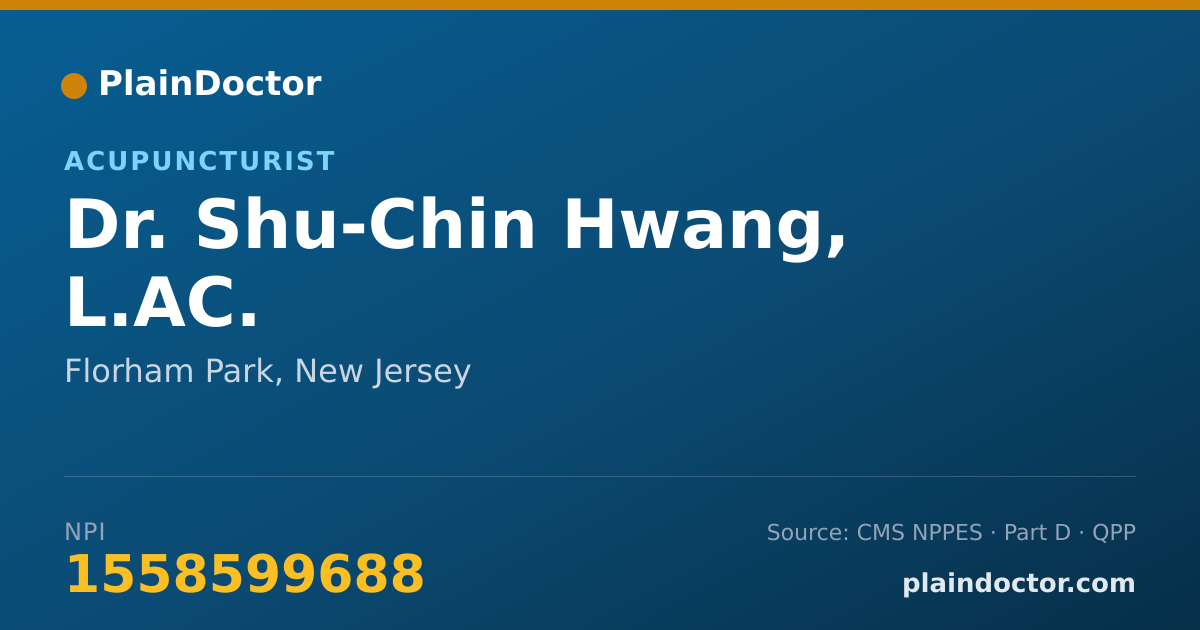 Shareable card for Shu-Chin Hwang, L.AC. - Acupuncturist, Florham Park, NJ