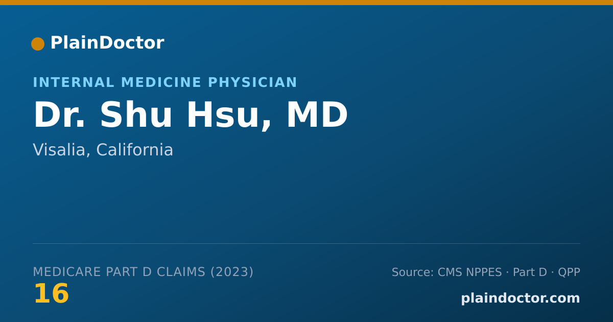Shareable card for Shu Hsu, MD - Internal Medicine Physician, Visalia, CA