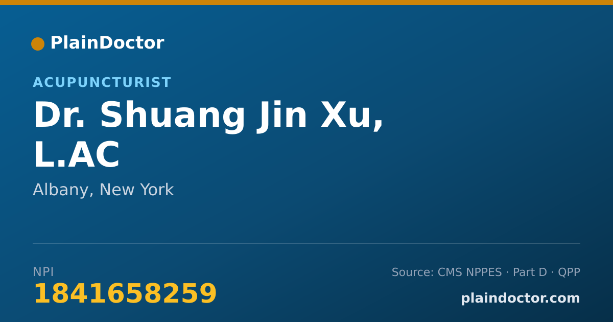 Shareable card for Shuang Jin Xu, L.AC - Acupuncturist, Albany, NY