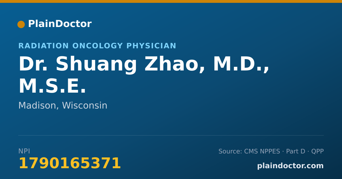 Shareable card for Shuang Zhao, M.D., M.S.E. - Radiation Oncology Physician, Madison, WI