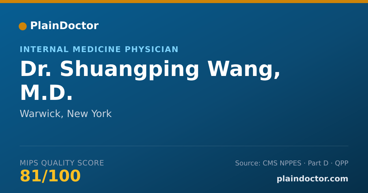 Shareable card for Shuangping Wang, M.D. - Internal Medicine Physician, Warwick, NY