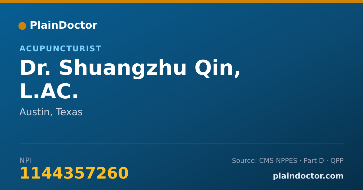 Shareable card for Shuangzhu Qin, L.AC. - Acupuncturist, Austin, TX