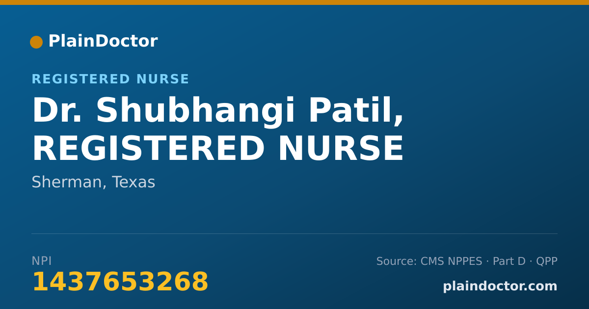 Shareable card for Shubhangi Patil, REGISTERED NURSE - Registered Nurse, Sherman, TX