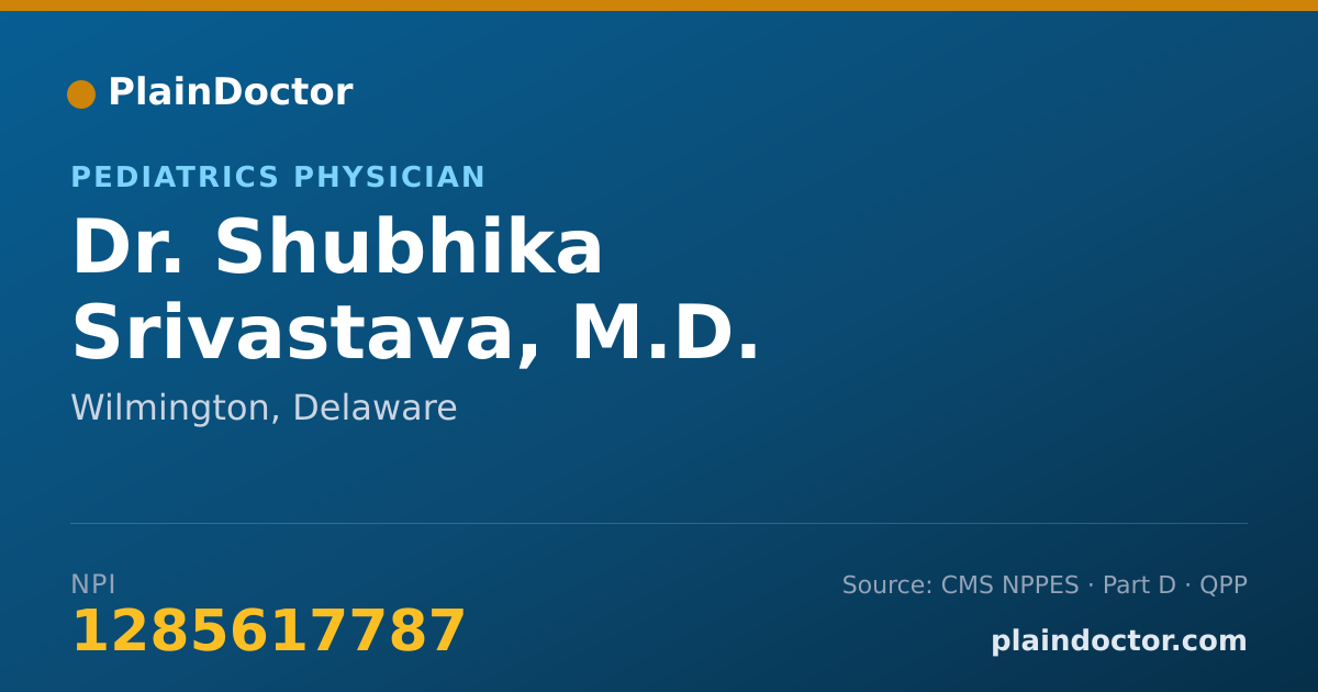 Shareable card for Shubhika Srivastava, M.D. - Pediatrics Physician, Wilmington, DE