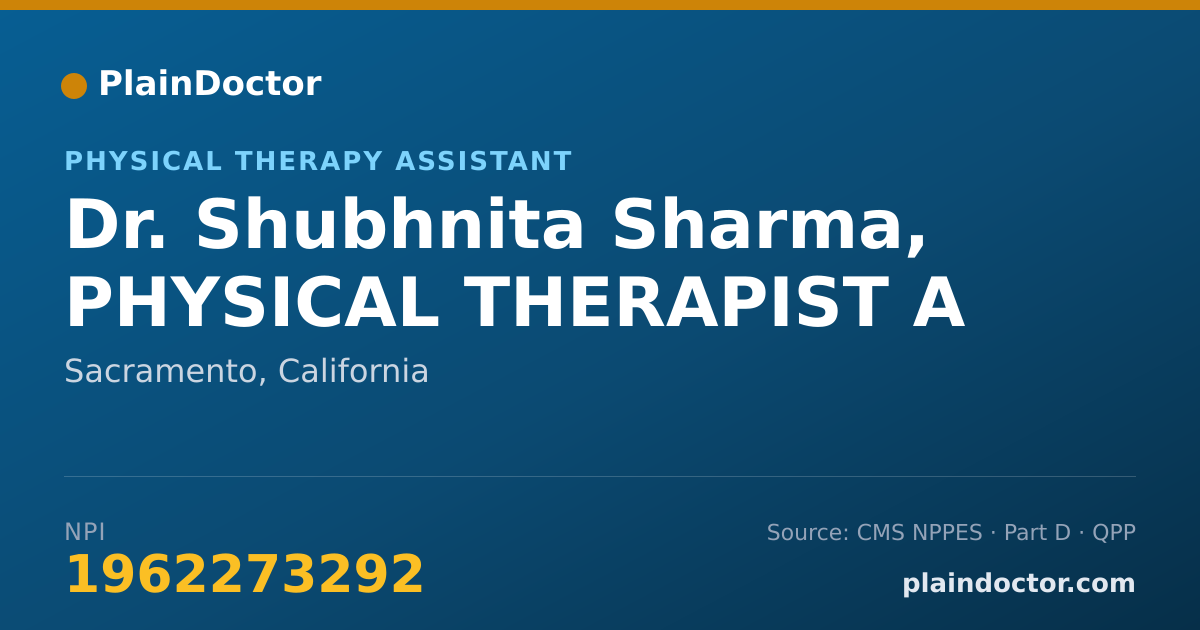 Shareable card for Shubhnita Sharma, PHYSICAL THERAPIST A - Physical Therapy Assistant, Sacramento, CA