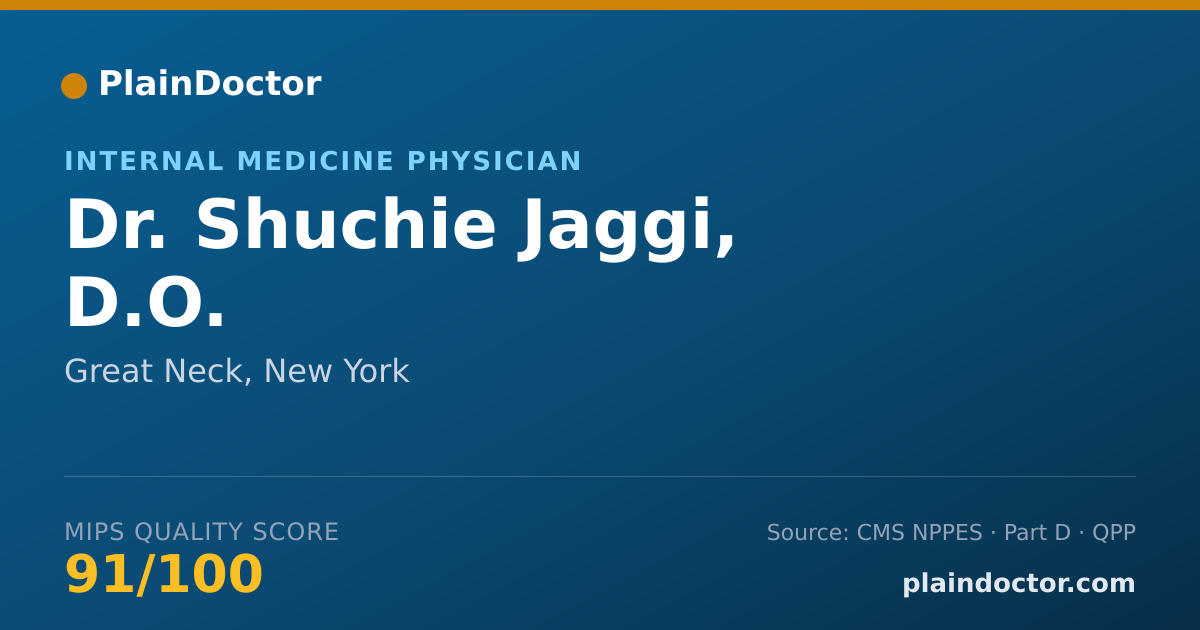 Shareable card for Shuchie Jaggi, D.O. - Internal Medicine Physician, Great Neck, NY