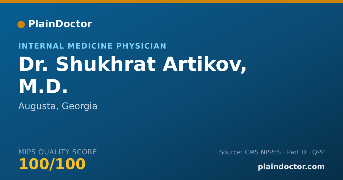 Shareable card for Shukhrat Artikov, M.D. - Internal Medicine Physician, Augusta, GA