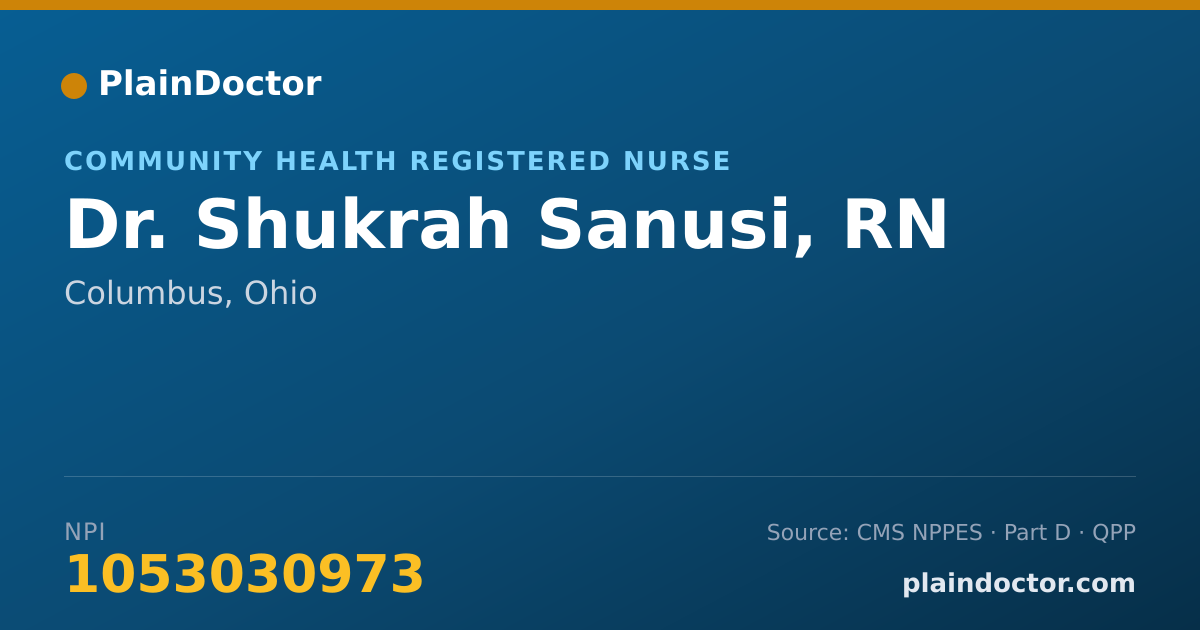 Shareable card for Shukrah Sanusi, RN - Community Health Registered Nurse, Columbus, OH
