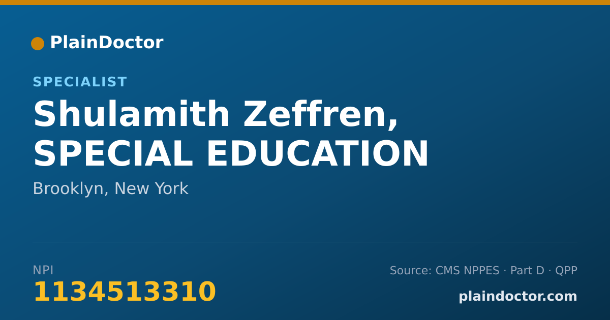 Shareable card for Shulamith Zeffren, SPECIAL EDUCATION - Specialist, Brooklyn, NY