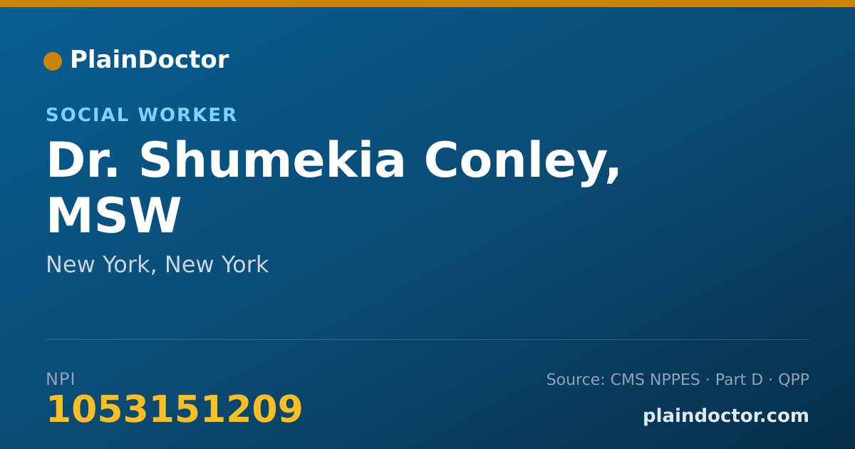 Shareable card for Shumekia Conley, MSW - Social Worker, New York, NY